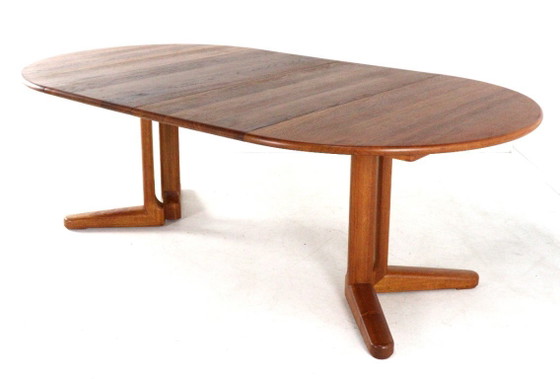 Image 1 of Deense ronde 2x verlengbare eettafel gerestaureerd vintage teak