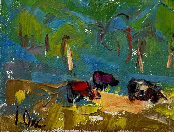Image 1 of Original Oil Painting Summer Forest Landscape Nature with an Old House