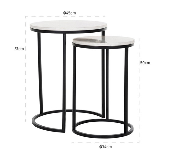 Image 1 of Set van 2 bijzettafels met marmeren blad