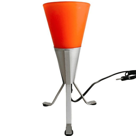 Image 1 of Vintage retro space age Hema table lamp orange glass rocket lamp 1980s