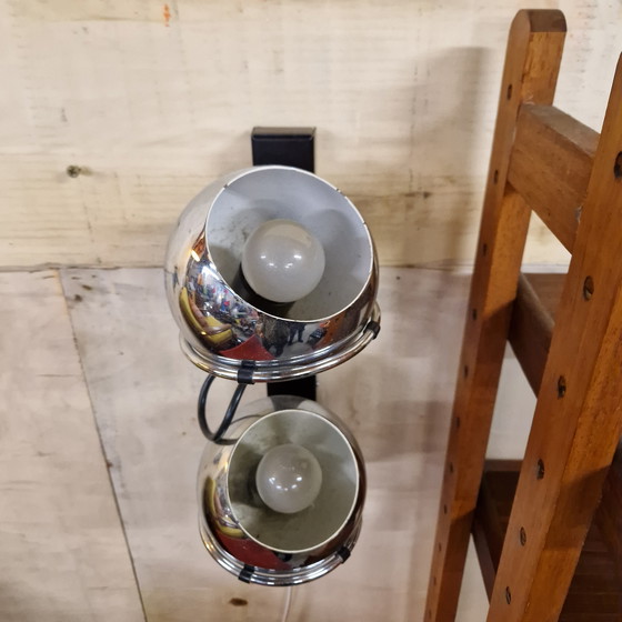 Image 1 of Lampada da parete vintage con lampadine Rake, lampada da parete cromata anni '60