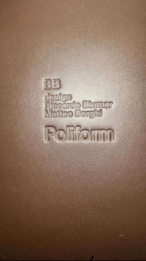 6 sillas de café Poliform BB de cuero de 19" nuevas y originales en caja