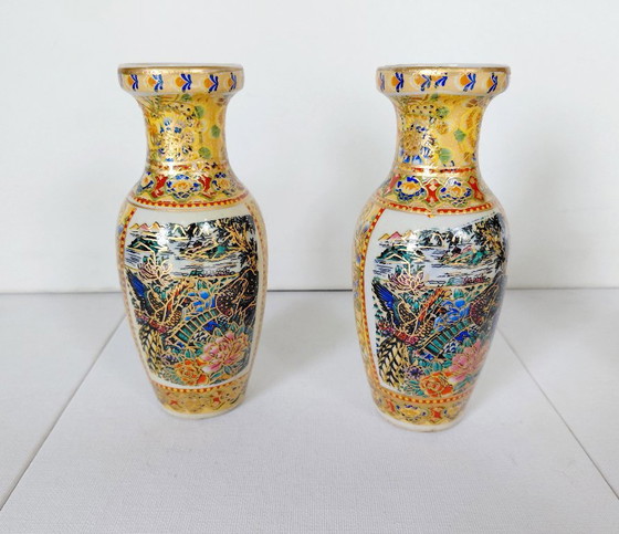 Set 3 Vasi Vintage Geisha Giapponesi Satsuma, Anni '60/'70 – Porcelain (photo 5 of 16)