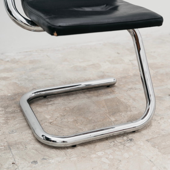 Image 1 of Paar Luigi Bardini Design-Sessel aus den 1970er Jahren aus verchromtem Stahlrohr