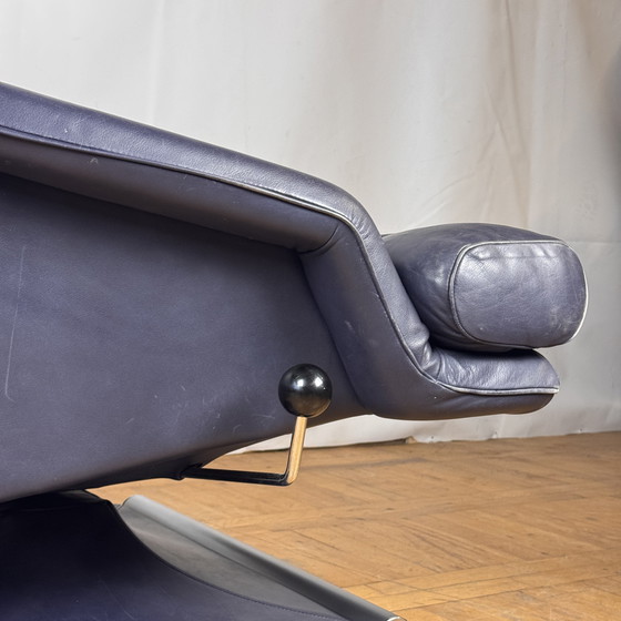 Image 1 of Blue Leather Rolf Benz 6500 Relax Chair by Matthias Hoffmann, 1985