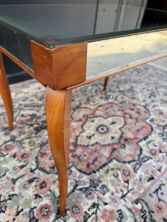 Image 1 of Small wooden coffee table and mirror from the 1950s