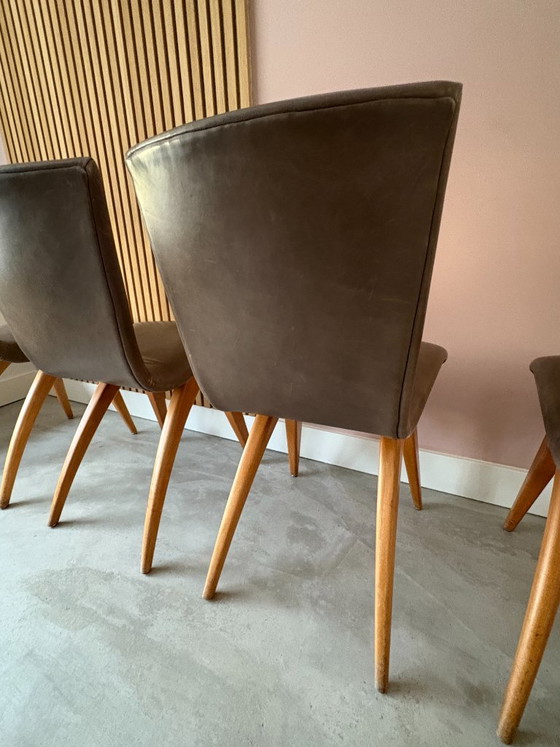 Set Van 4 G. Van Os Culemborg Dining Chairs – Eetkamerstoelen, Wood, Leather (photo 9 of 15)