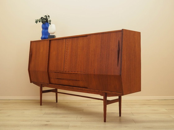 Image 1 of Teakhouten highboard, Deens ontwerp, jaren 60, gemaakt in Denemarken.