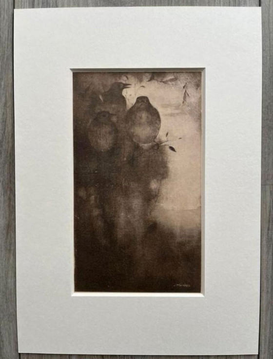 Image 1 of Jan Mankes 1889-1920 / Original Heliogravüre Drosseln in der Abenddämmerung 1923