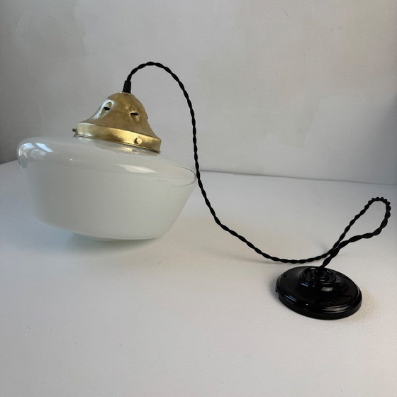 Image 1 of SOSPENSIONE OPALINE ANTICA XL 26 CM VINTAGE