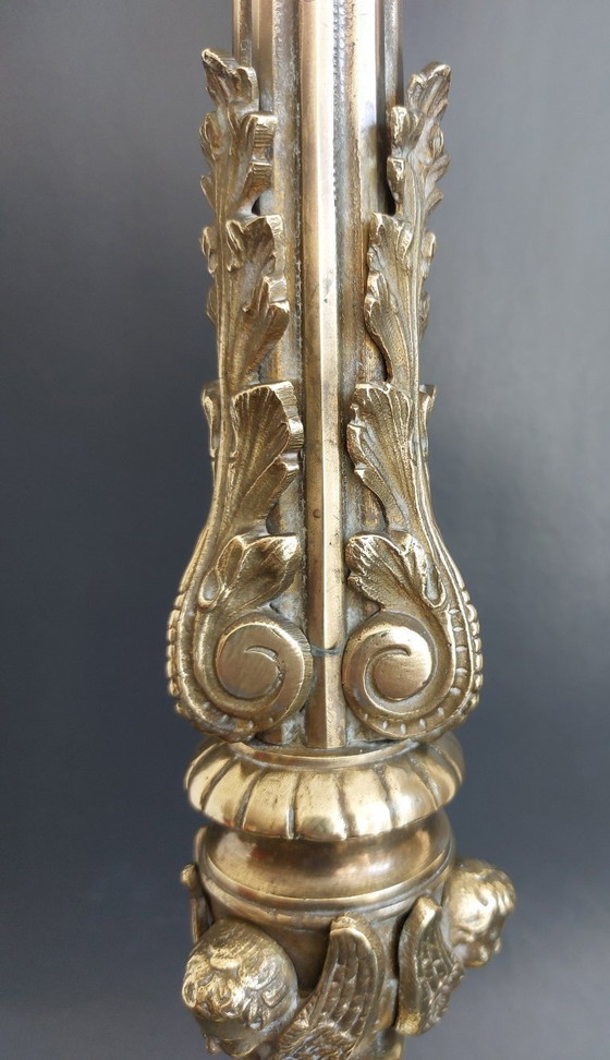 Image 1 of Candelabro da cappella in bronzo del XIX secolo