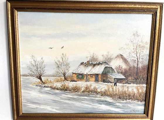 Cor Quax - (1927 - 2008) - Paisaje invernal – Pinturas y dibujos, Wood, Canvas (photo 3 of 12)