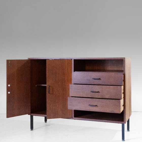 1x Mid-Century Modern Italian Teak Sideboard with Iron Legs & Brass Feet, 1960s – Wood (photo 2 of 14)
