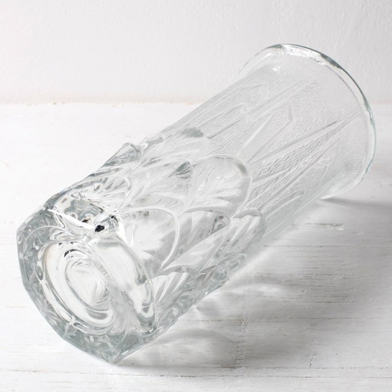 Image 1 of Mid-Century Textured Glass Vase: Fidenza Italian Leaf Pattern, 1970s