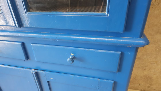 Image 1 of Altes Buffet, Geschirrschrank aus blauem Holz 1960