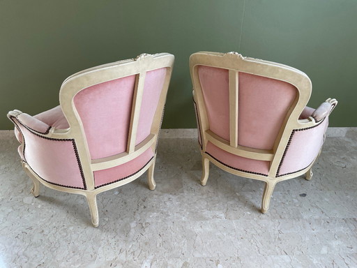 Paar Louis XV bergère fauteuils