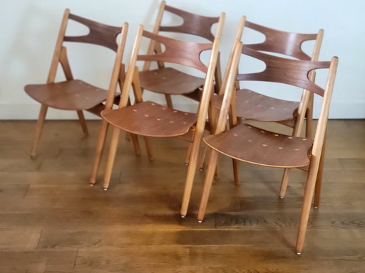 5 sedie Sawbuck CH29 di Hans J. Wegner per Carl Hansen & Søn