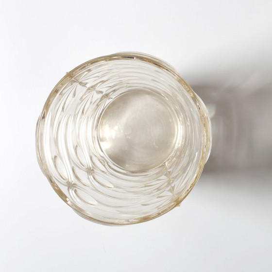 Large Stylish Mid-century Solid Heavy Clear Patterned Glass Flower Vase / Fidenza / Italy / 1960s (photo 11 of 14)