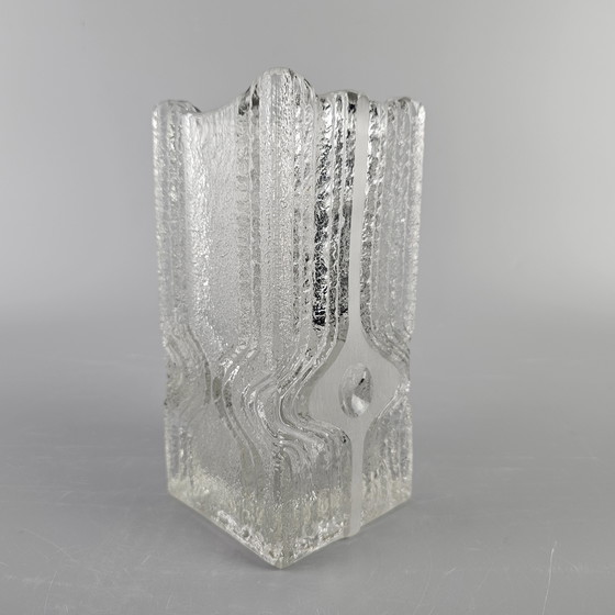 Image 1 of Vintage Glass Vase Made By Nybro Glasbruk, Sweden. Rectangular Vase. Brutalist.