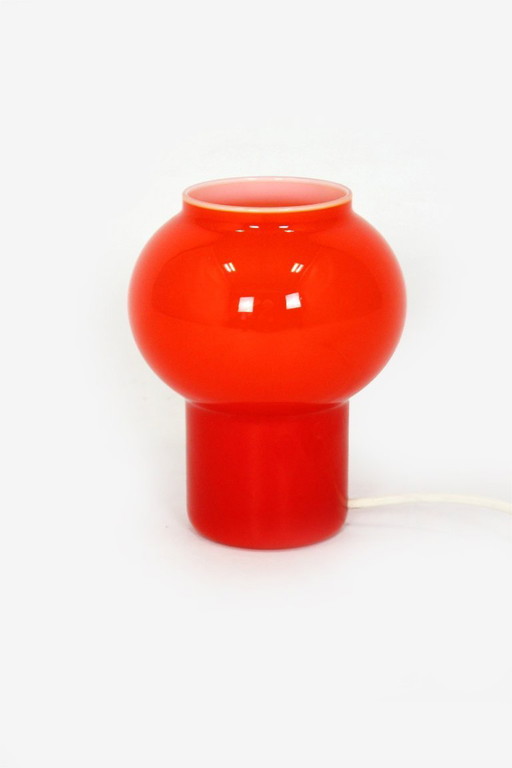 Vintage Red Glass Table Lamp attributed to Štěpán Tabery, Former Czechoslovakia, 1970s