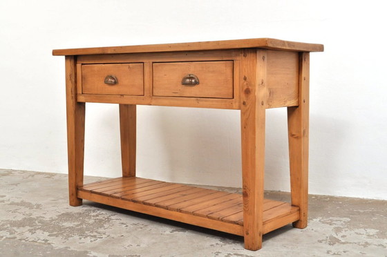 Image 1 of Table d'appoint vintage en pin, fabriquée à la main, années 1930