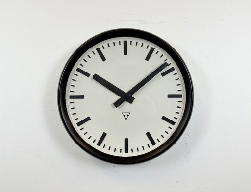 Large Industrial Bakelite Factory Wall Clock from Pragotron, 1960s