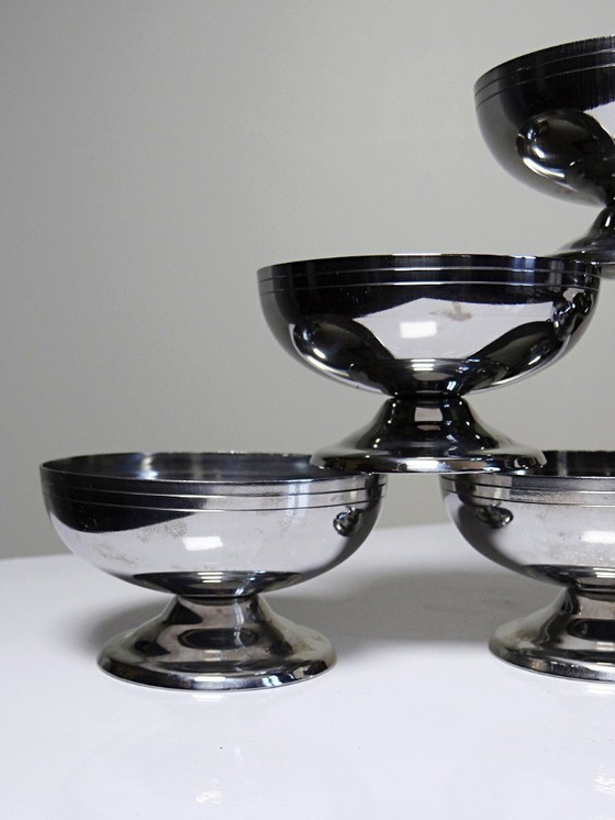 Image 1 of 6 Coupelles à dessert sur pieds en Inox vintages style Bistrot