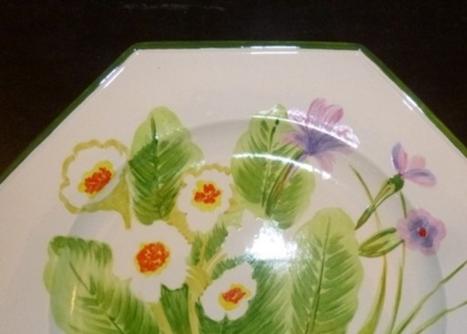Decorative plate 'Flowers' Chaumette (Paris) NEW! Vintage 80s