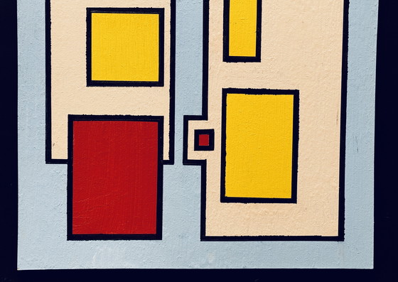 Image 1 of Shozo Hirai - Rare constructivist painting on panel circa 1980