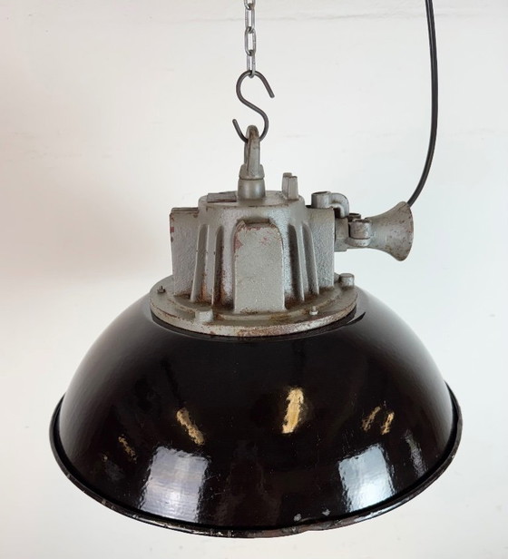 Image 1 of Suspension cage industrielle en émail noir et fonte, années 1960