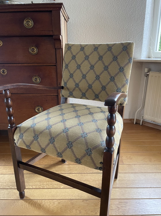 Antique oval table with chairs – Dining set, Textile, Wood (photo 9 of 9)