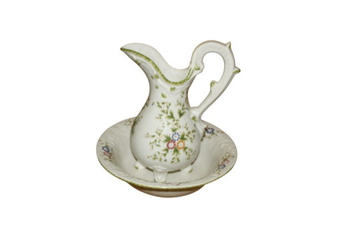 Antieke keramische wasset – kan en kom – decoratieve objecten, Ceramic