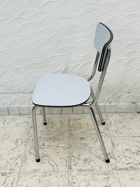 Image 1 of Set di 4 sedie da cucina vintage in Formica grigio cromato.