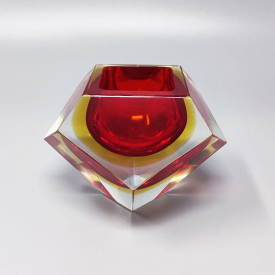 Image 1 of 1960s Gorgeous Red and Yellow Ashtray or Catch-All By Flavio Poli for Seguso