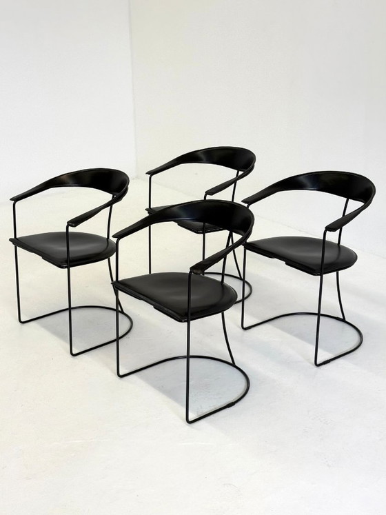 Set di 8 Sedie da pranzo Vintage Arrben Ursala in pelle nera – Leather (photo 10 of 17)