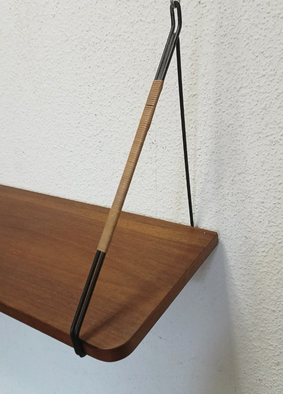 Elegante estante de pared de los años 50 con 1 estante. – Estanterías de pared, Metal, Wood, Vintage (photo 6 of 8)