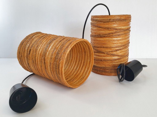 Coppia di lampade a sospensione Accolay vintage anni '60, con corda in resina, anni '60