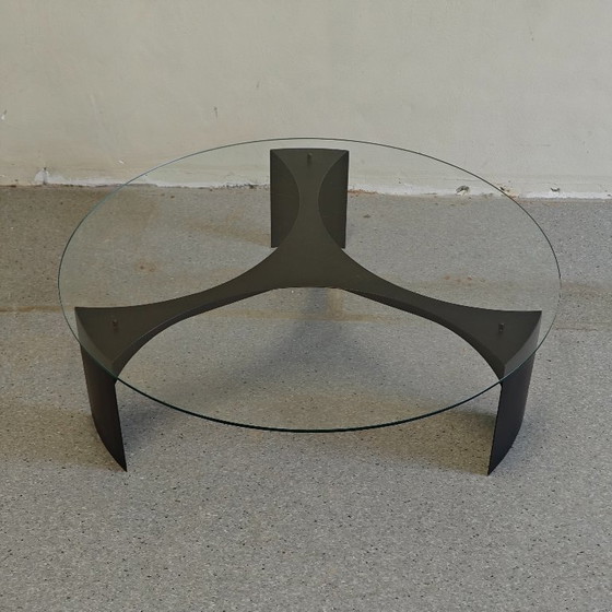 Image 1 of Vintage space age coffee table glass metal