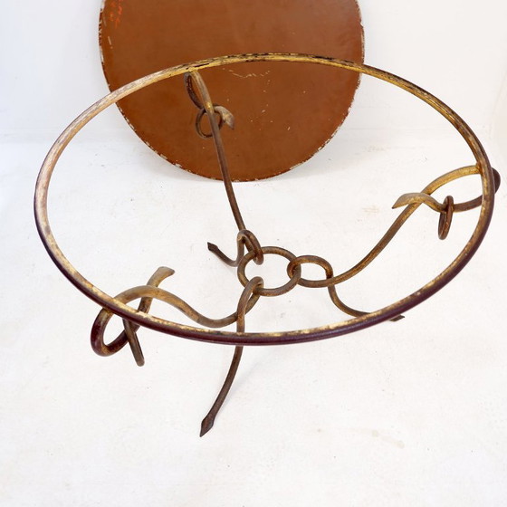 Image 1 of Gilded Iron Coffee Table by René Drouet - 1940s