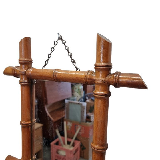 Image 1 of Antieke faux bamboe spiegel uit Frankrijk