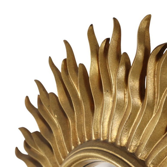 Image 1 of Vintage Bladgoud Vergulde Zonnespiegel Sunburst Convex 52cm