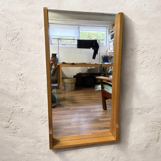 Grote vintage spiegel, Glas, Hout, Bruin (foto 3 van 7)