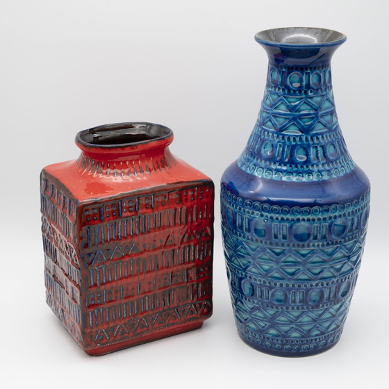 Image 1 of Retro BAY Ceramic Vase DUO 606-30 + 70-20 Fat Lava Vintage 60s WGP Mid-Century 