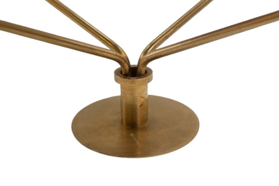 Image 1 of Mensola autoportante in ottone dorato con ripiani in vetro fumé. Anni '70