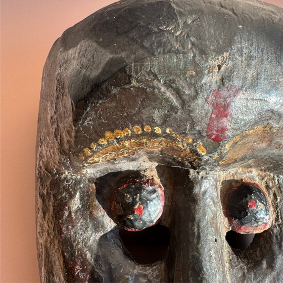 Image 1 of Masque himalayen expressif - Bois sculpté à la main - Objet rituel chamanique - Népal ou Inde du Nord - 20e siècle