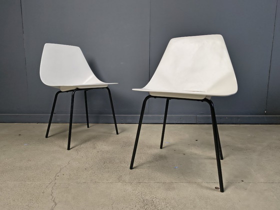 Image 1 of 4x Vintage Tonneau Chairs Design By Pierre Guariche, 1980s