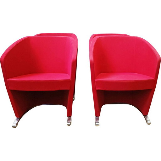 Poltrona cabriolet Vintage Styl in tessuto rosso
