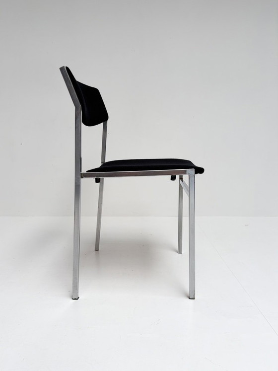 Lot de 4 chaises empilables Gijs van der Sluis, années 1970 – Chaises de salle à manger, Textile (photo 5 of 12)