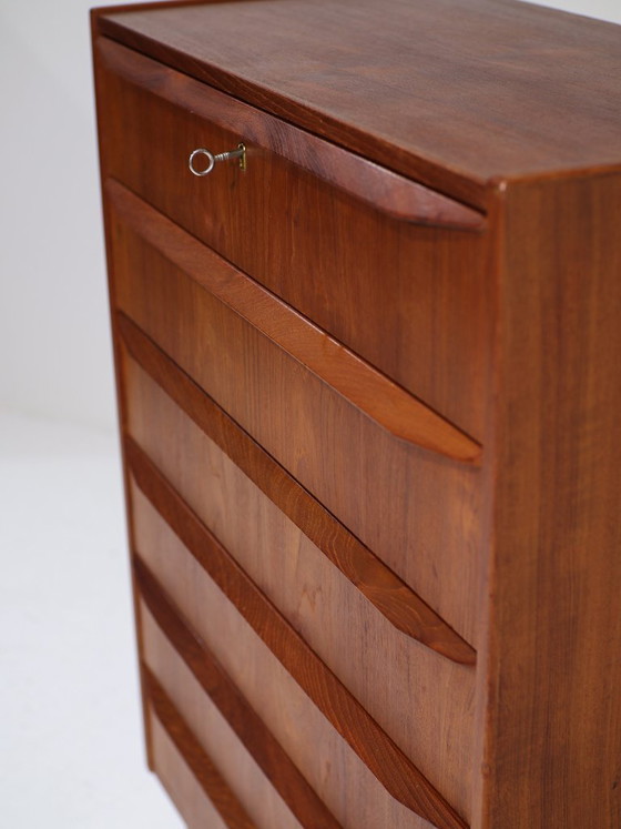 Image 1 of Tall chest of drawers vintage teak Danish 1960s tallboy