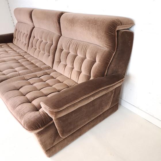 Image 1 of Vintage modular sofa from the 1970s, tufted brown velvet